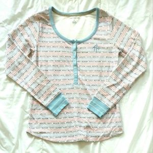 Tommy Hilfiger Allover Spellout Thermal Henley Top